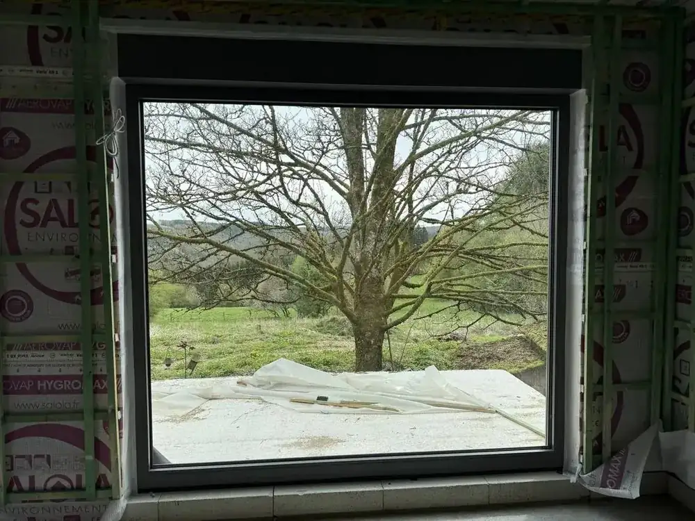 Maison à Les Hayons — fenêtre panoramique sur l'arbre
